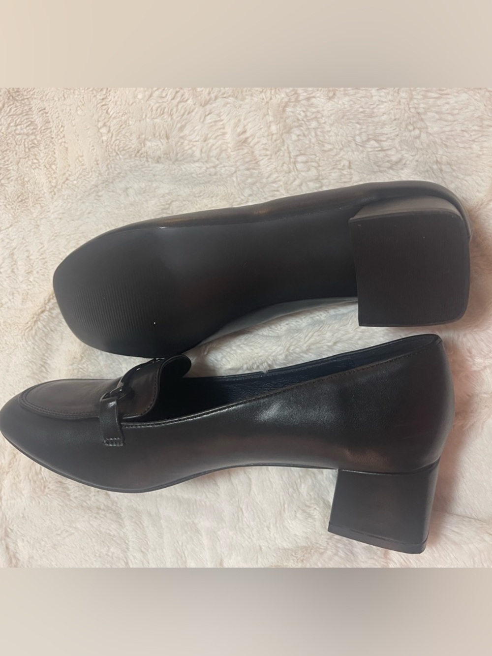 Steven By Steve Madden Black Leather Mid Heel Loafers